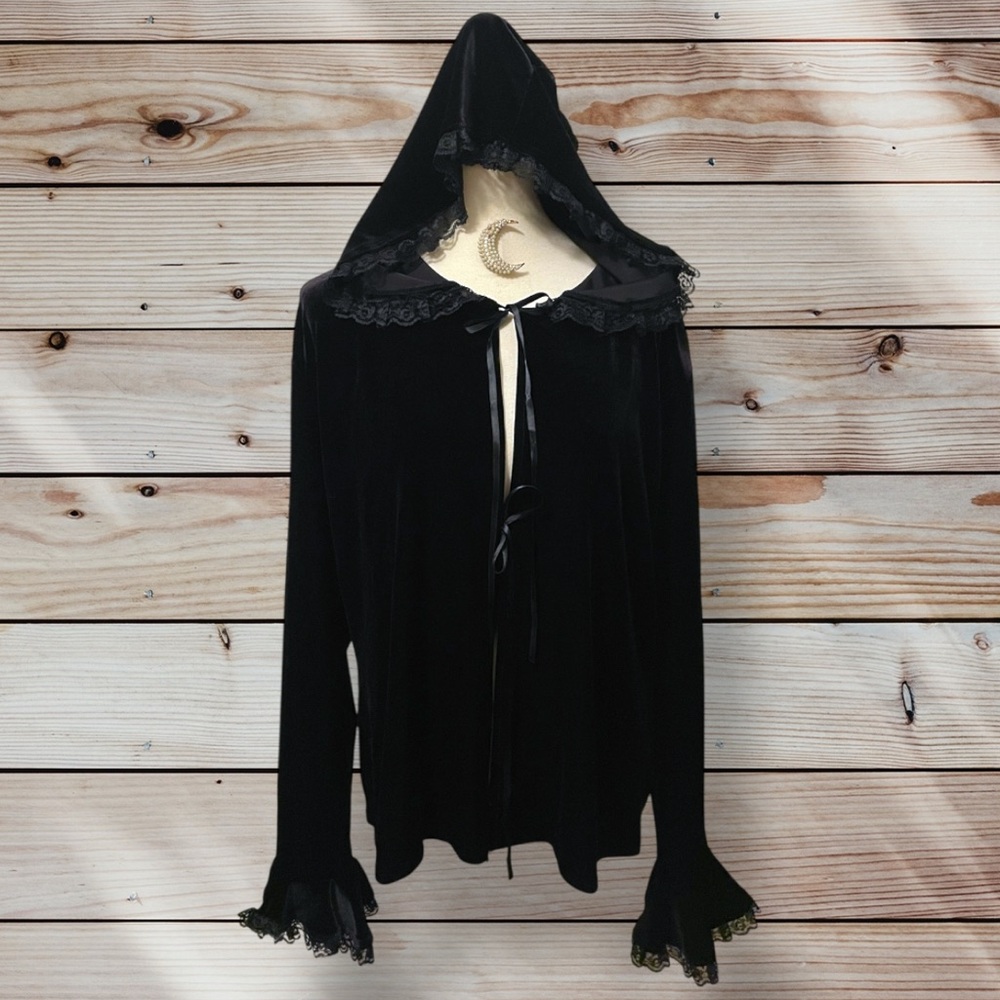 Flaming Angels Canada Velvet & Lace Gothic Victorian Vampire Hood Cloak 24 XXL - Picture 12 of 16